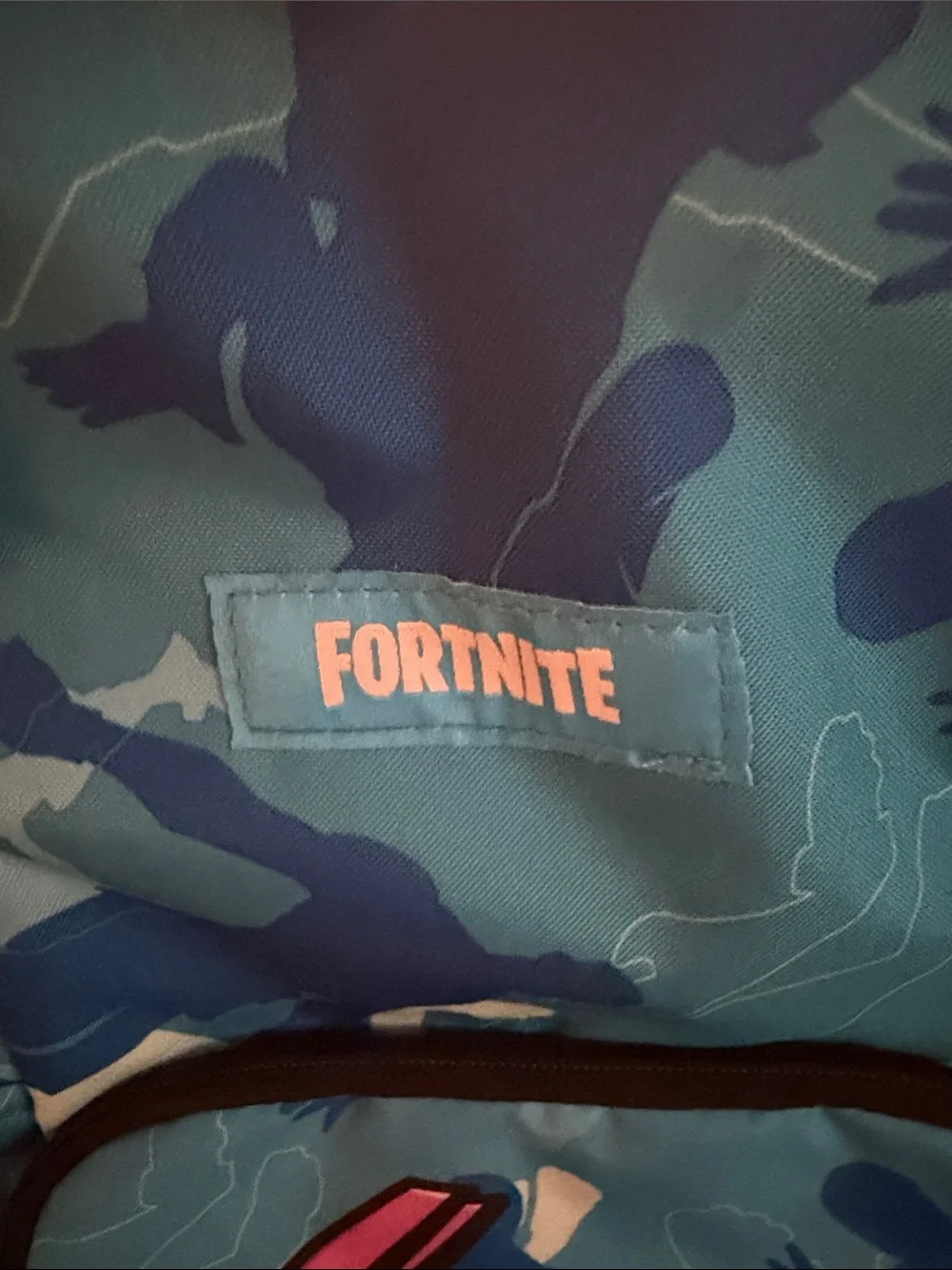 Fortnite Blue Camo Backpack with Pink horse Graphic